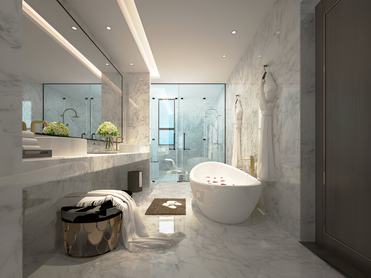 Modern walk-in shower