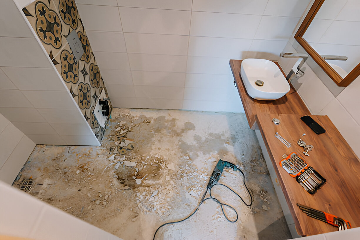 Bathroom tile work detail